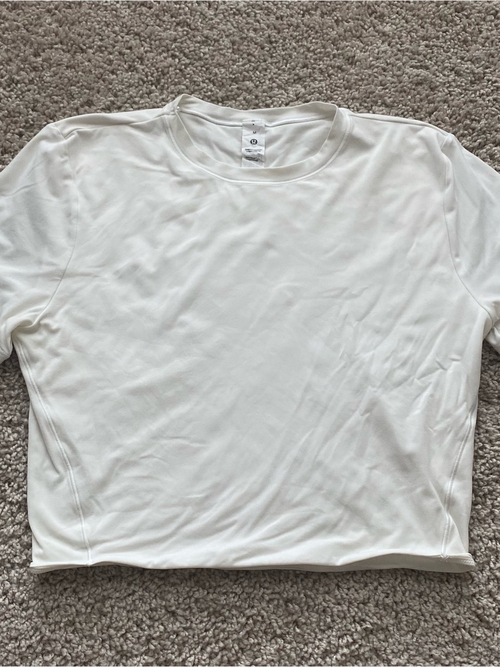 Lululemon Wundermost Ulta Soft Nulu Cropped Top Shirt White Medium 8 Med - Picture 2 of 7